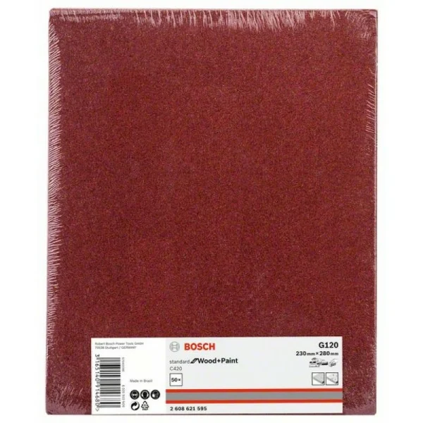 Шлифлист C420 Standard for Wood+Paint 230x280 мм K120 Bosch 2608621595 — изображение 2