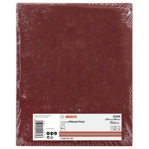 Шлифлист C420 Standard for Wood+Paint 230x280 мм K240 Bosch 2608621597 — изображение 2