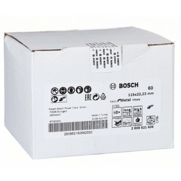 Фибровый шлифкруг R780 Best for Metal+Inox, 115 мм, G60 Bosch 2608621606