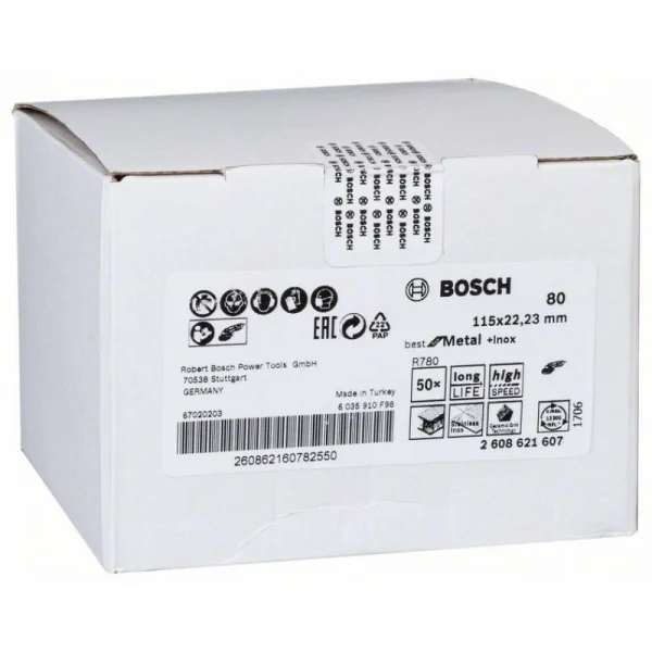 Фибровый шлифкруг R780 Best for Metal+Inox, 115 мм, G80 Bosch 2608621607 — изображение 2