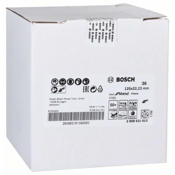 Фибровый шлифкруг R780 Best for Metal+Inox, 125 мм, G36 Bosch 2608621610