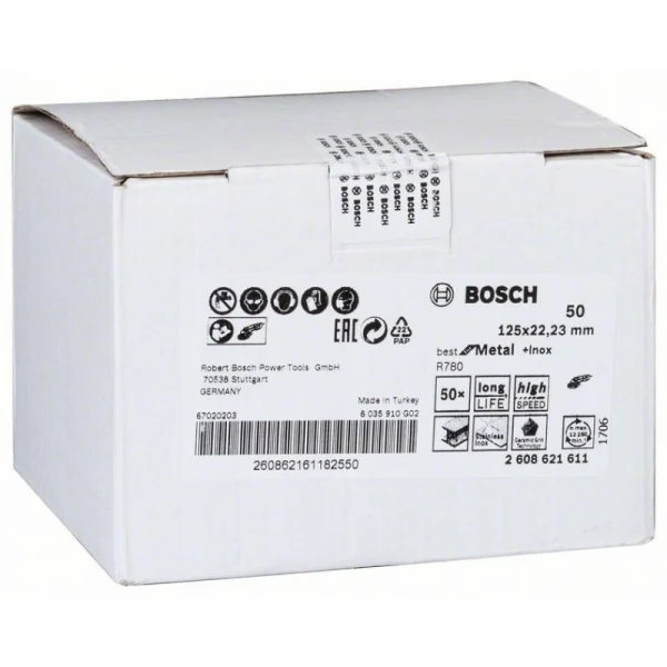 Фибровый шлифкруг R780 Best for Metal+Inox, 125 мм, G50 Bosch 2608621611