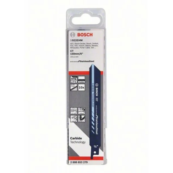 Сабельные пилки (10 шт.) S922EHM Endurance for StainlessSteel Bosch 2608653279 — изображение 2