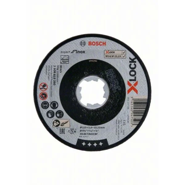 Отрезной диск Expert for INOX X-LOCK 115x1.6x22.23 мм прямой Bosch 2608619260