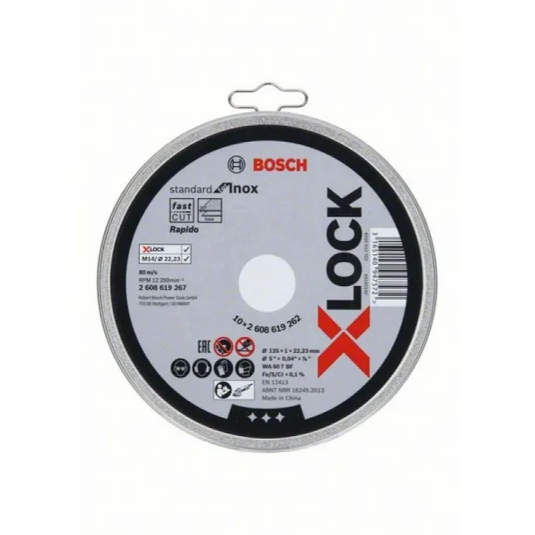 Отрезной диск Standard for Inox X-LOCK 125x1x22.23 мм прямой Bosch 2608619262 — изображение 3