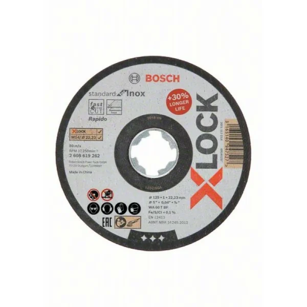 Отрезной диск Standard for Inox X-LOCK 125x1x22.23 мм прямой Bosch 2608619262 — изображение 4
