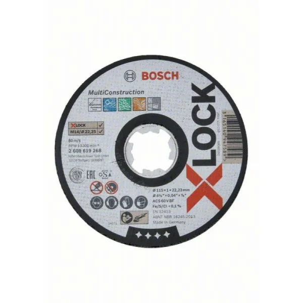 Отрезной диск Multi Material X-LOCK 115x1x22.23 мм прямой Bosch 2608619268 — изображение 2