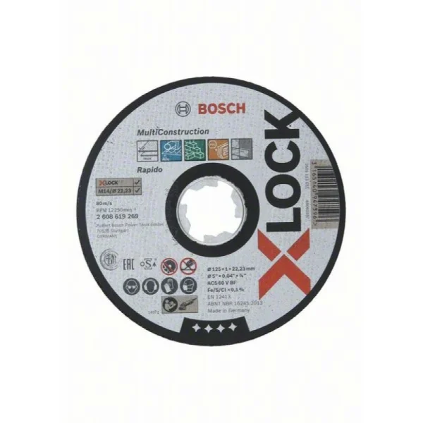 Отрезной диск Multi Material X-LOCK 125x1x22.23 мм прямой Bosch 2608619269 — изображение 2
