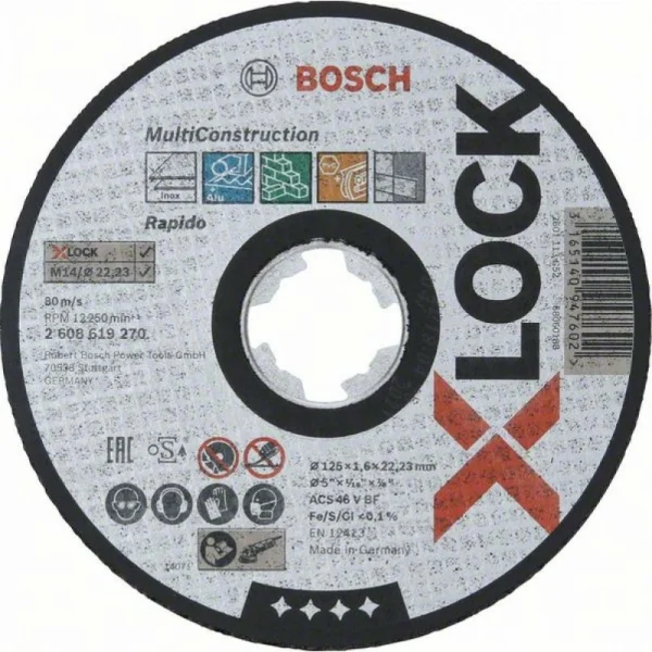 Отрезной диск Multi Material X-LOCK 125x1.6x22.23 мм прямой Bosch 2608619270 — изображение 2