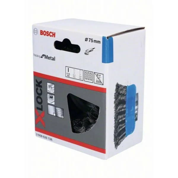 Чашечная щетка пучки X-LOCK 75 мм СТАЛЬ 0.35 мм Bosch 2608620726 — изображение 2