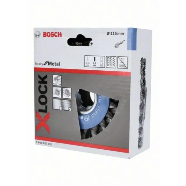 Кольцевая щетка пучки X-LOCK 115 мм СТАЛЬ 0.5 мм Bosch 2608620731 — изображение 2