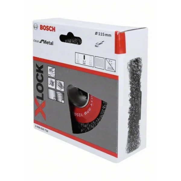 Кольцевая щетка Витая X-LOCK 115 мм СТАЛЬ 0.3 мм Bosch 2608620732 — изображение 2