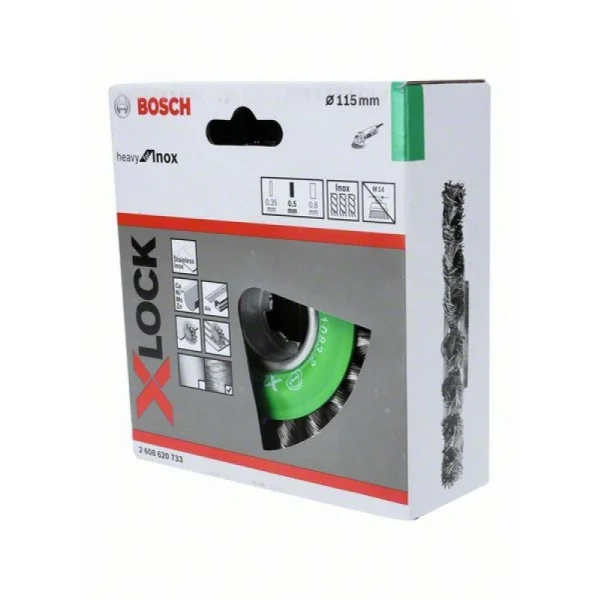 Кольцевая щетка пучки X-LOCK 115 мм INOX СТАЛЬ 0.5 мм Bosch 2608620733 — изображение 2