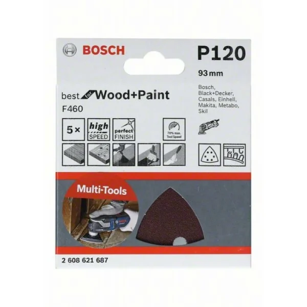 Шлифлисты 5 шт. F460 Best for Wood and Paint 93x93 мм K180 Bosch 2608621688