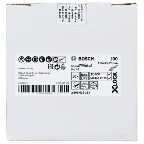 Фибровый шлифкруг R574 Best for Metal X-LOCK 125 мм G100 Bosch 2608619163