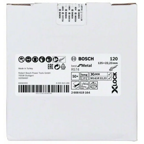 Фибровый шлифкруг R574 Best for Metal X-LOCK 125 мм G120 Bosch 2608619164