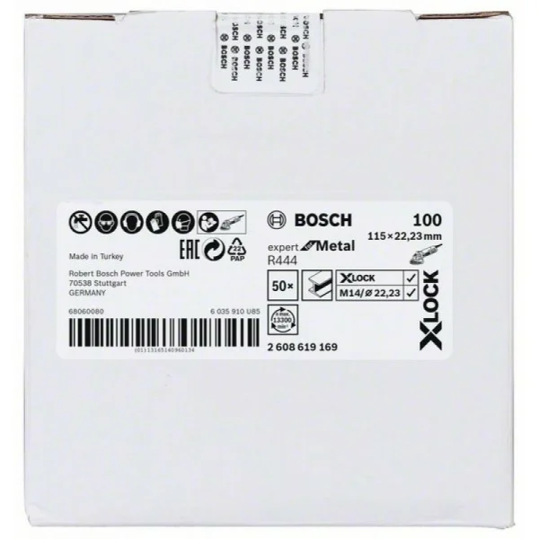Фибровый шлифкруг R444 Expert for Metal X-LOCK 115 мм G100 Bosch 2608619169