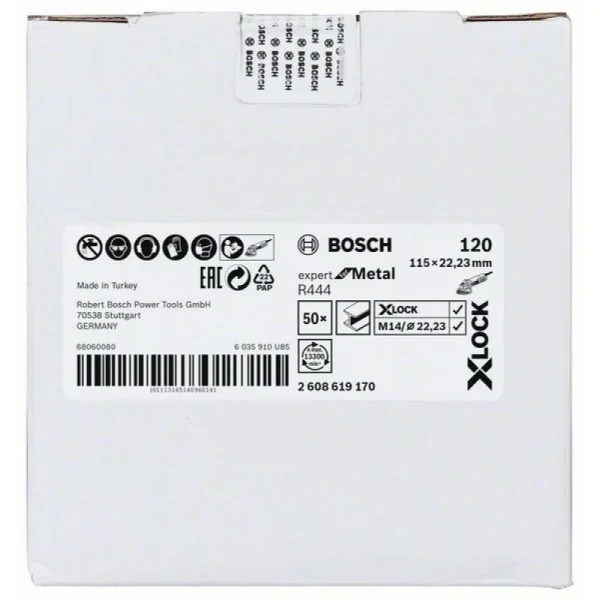 Фибровый шлифкруг R444 Expert for Metal X-LOCK 115 мм G120 Bosch 2608619170