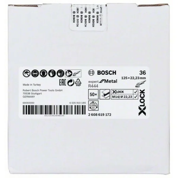 Фибровый шлифкруг R444 Expert for Metal X-LOCK 125 мм G36 Bosch 2608619172