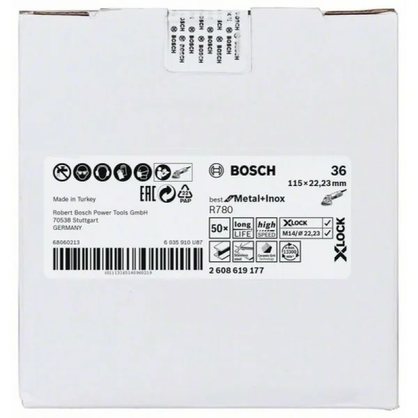 Фибровый шлифкруг R780 Best for Metal+Inox X-LOCK 115 мм G36 Bosch 2608619177