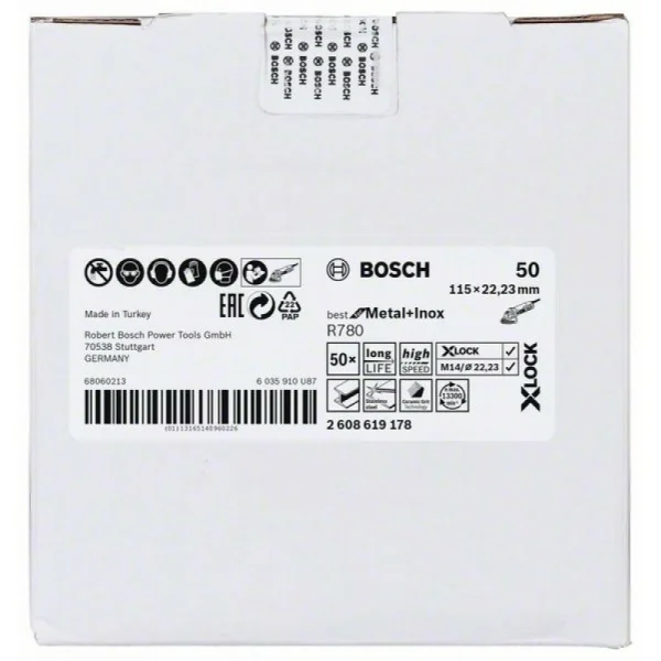 Фибровый шлифкруг R780 Best for Metal+Inox X-LOCK 115 мм G50 Bosch 2608619178