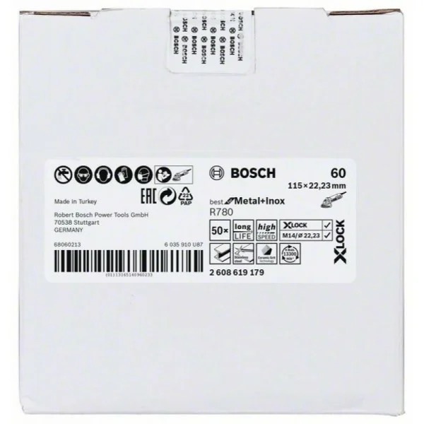 Фибровый шлифкруг R780 Best for Metal+Inox X-LOCK 115 мм G60 Bosch 2608619179