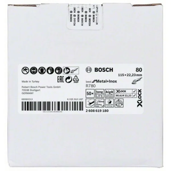Фибровый шлифкруг R780 Best for Metal+Inox X-LOCK 115 мм G80 Bosch 2608619180