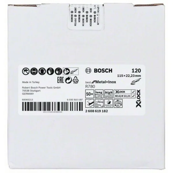 Фибровый шлифкруг R780 Best for Metal+Inox X-LOCK 115 мм G120 Bosch 2608619182