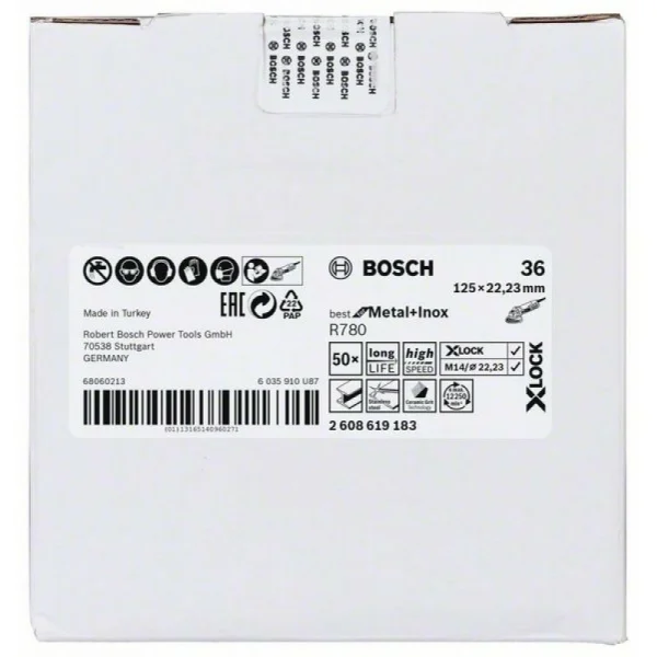 Фибровый шлифкруг R780 Best for Metal+Inox X-LOCK 125 мм G36 Bosch 2608619183