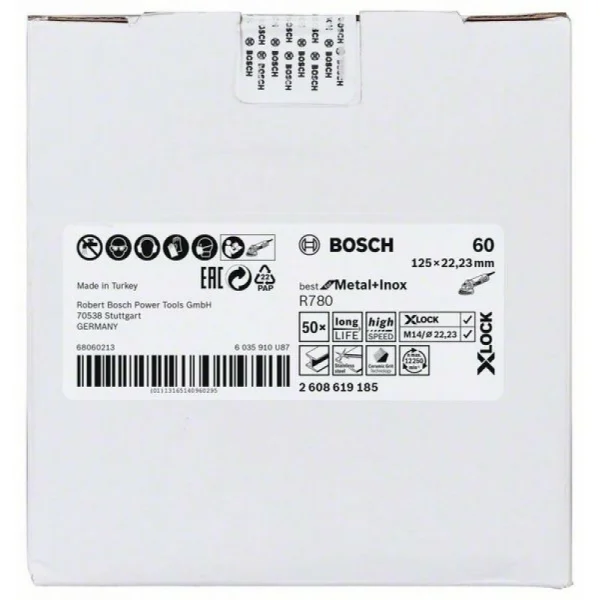 Фибровый шлифкруг R780 Best for Metal+Inox X-LOCK 125 мм G60 Bosch 2608619185