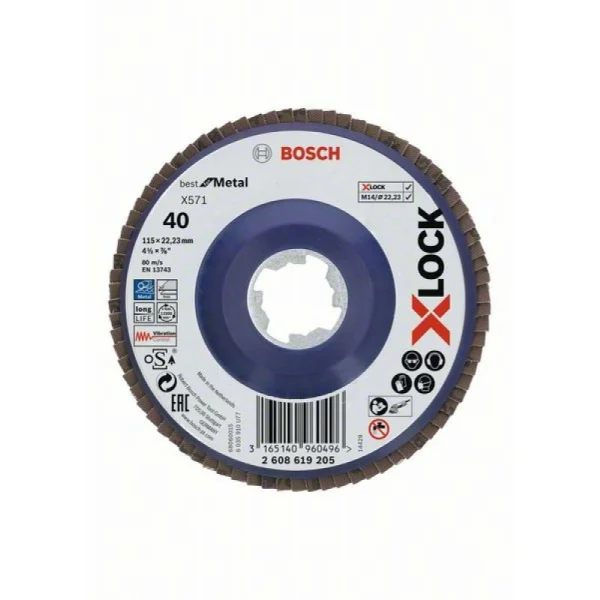 Лепестковый шлифкруг X571 Best for Metal X-LOCK 115 мм G40 прям. пластик Bosch 2608619205 — изображение 2