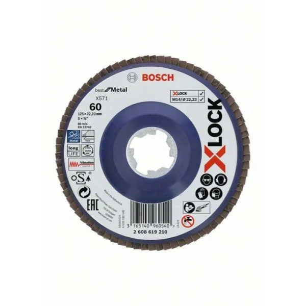 Лепестковый шлифкруг X571 Best for Metal X-LOCK 125 мм G60 прям. пластик Bosch 2608619210 — изображение 2