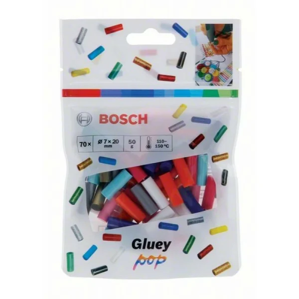 Клеевые стержни для Gluey 7x20 мм 70 шт. цветные POP Bosch 2608002011 — изображение 2