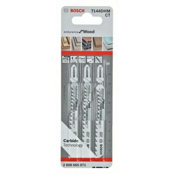 Лобзиковая пилка 3 шт. T144DHM Endurance for Wood Bosch 2608665071 — изображение 2