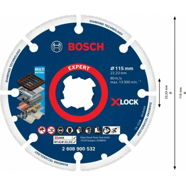 Алмазный диск X-LOCK по металлу 115x22,23мм Bosch 2608900532 — изображение 3