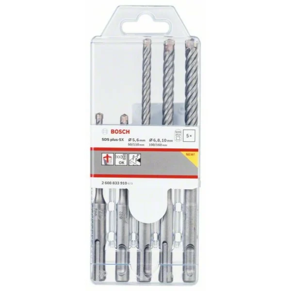 Набор из буров SDS-plus-5X (5; 6; 6; 8; 10 мм) Bosch 2608833910