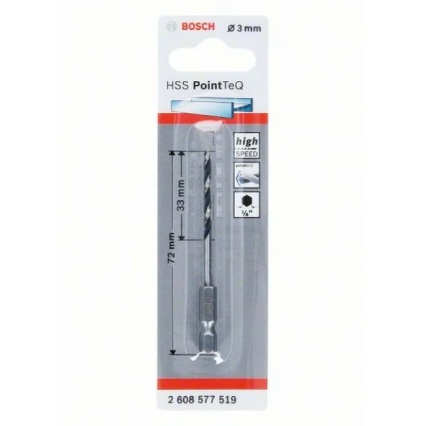 Сверло HSS PointTeQ HEX 3.0 мм Bosch 2608577519