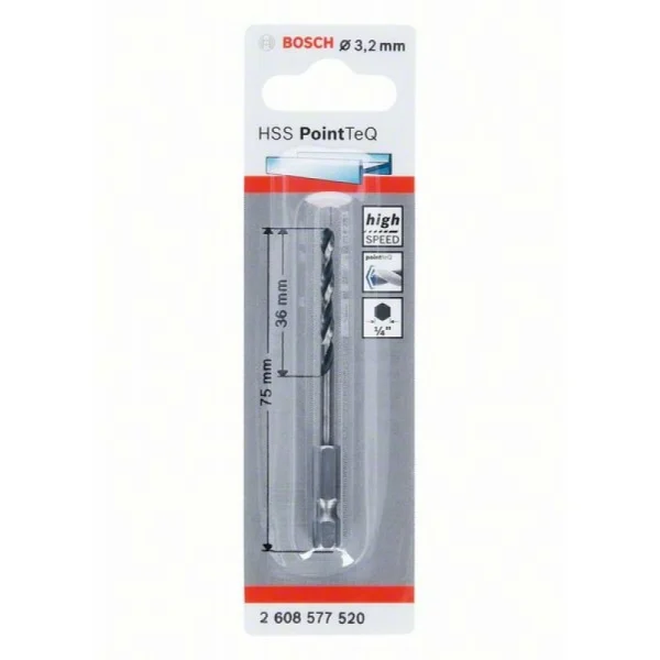 Сверло HSS PointTeQ HEX 3.2 мм Bosch 2608577520