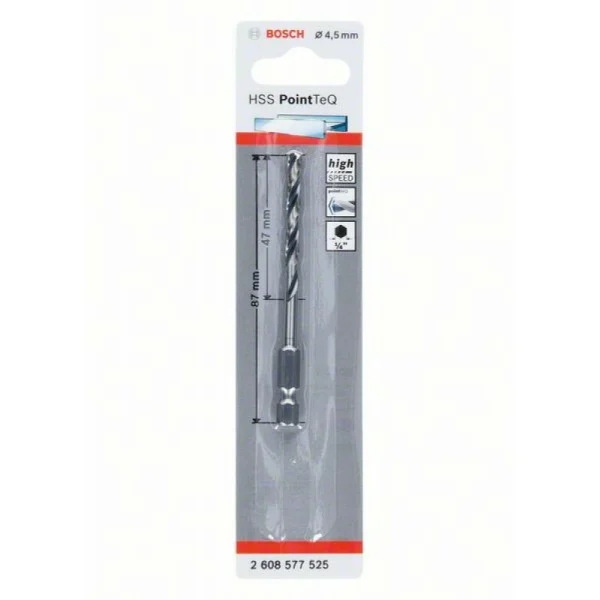 Сверло HSS PointTeQ HEX 4.5 мм Bosch 2608577525