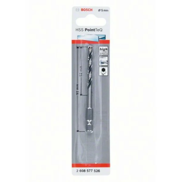 Сверло HSS PointTeQ HEX 5.0 мм Bosch 2608577526
