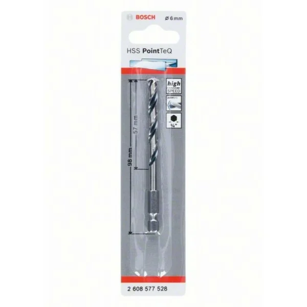 Сверло HSS PointTeQ HEX 6.0 мм Bosch 2608577528
