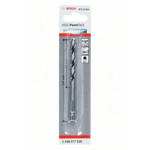 Сверло HSS PointTeQ HEX 6.5 мм Bosch 2608577529