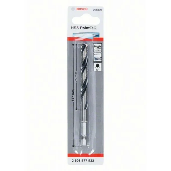 Сверло HSS PointTeQ HEX 8.0 мм Bosch 2608577533