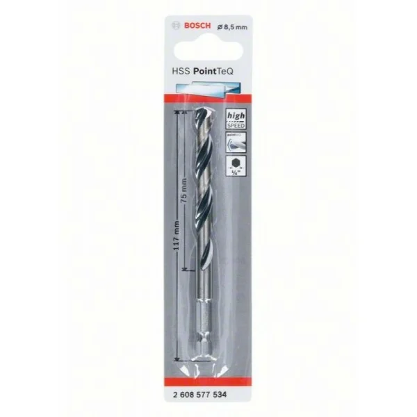 Сверло HSS PointTeQ HEX 8.5 мм Bosch 2608577534