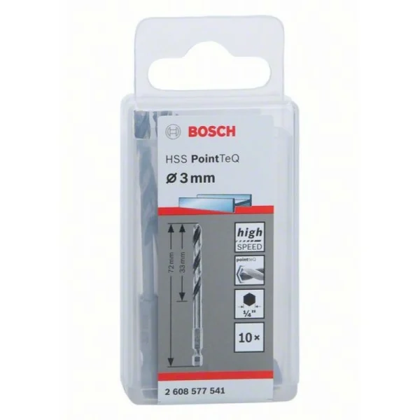 10 сверл HSS PointTeQ HEX 3 мм Bosch 2608577541
