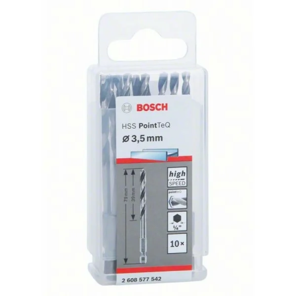 10 сверл HSS PointTeQ HEX 3.5 мм Bosch 2608577542