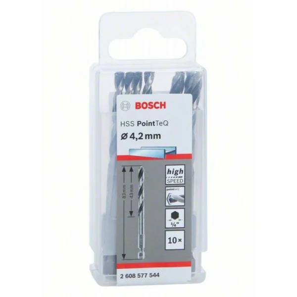 10 сверл HSS PointTeQ HEX 4.2 мм Bosch 2608577544
