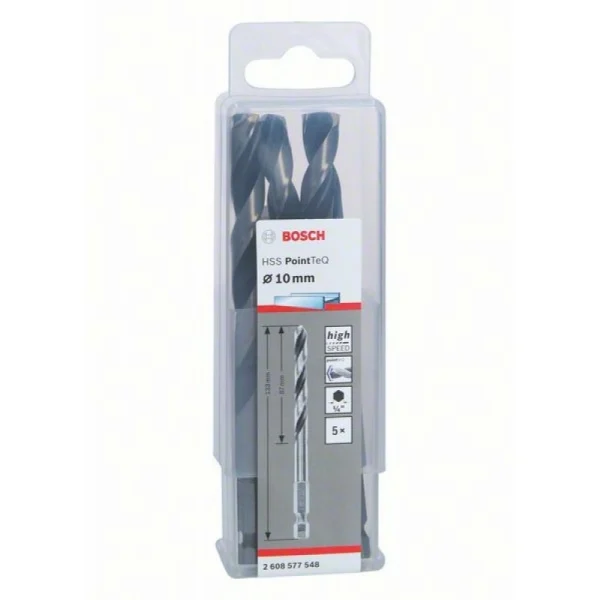 5 сверл HSS PointTeQ HEX 10.0 мм Bosch 2608577548