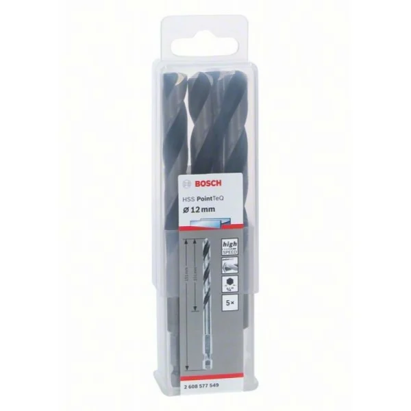 5 сверл HSS PointTeQ HEX 12.0 мм Bosch 2608577549