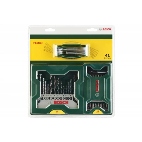 Набор X-line из 15 сверл + 25 бит + складные ключи-шестигранники (подарок) Bosch 2607017333